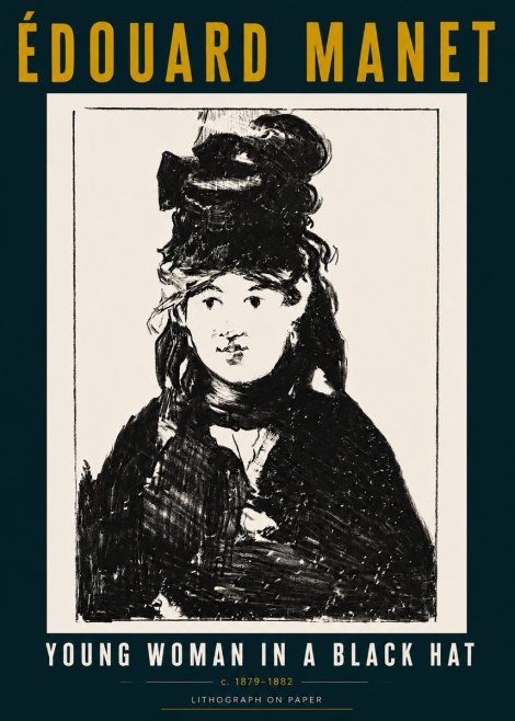 Édouard Manet Young Woman in a Black Hat II No5 - Plakat