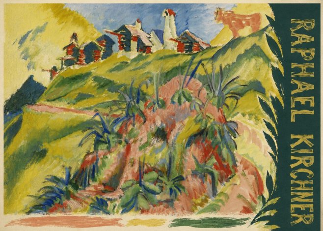Raphael Kirchner Hillside Dwellings with Alpine Cow No6 - Plakat