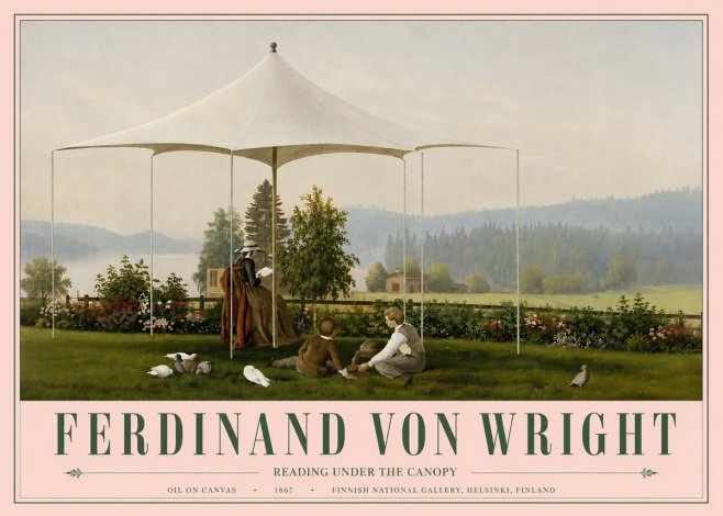 Ferdinand von Wright Reading Under the Canopy No6 - Plakat