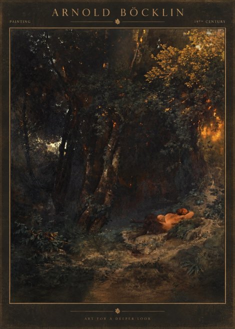 Arnold Böcklin A Faun Asleep No2 - Plakat