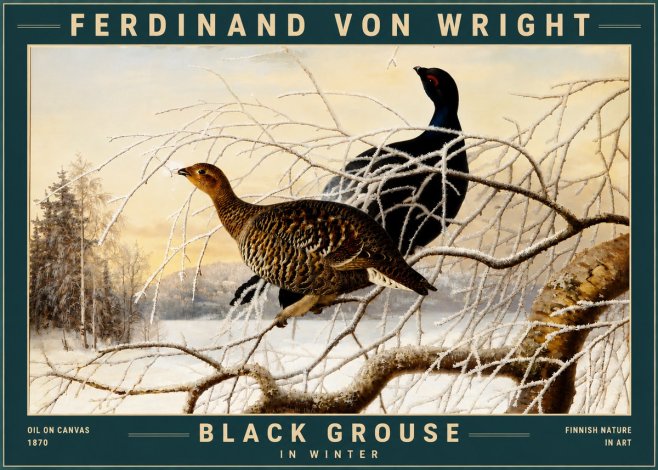 Ferdinand von Wright Black Grouse in Winter No4 - Plakat