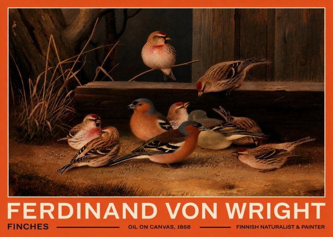 Ferdinand von Wright Finches No2 - Plakat