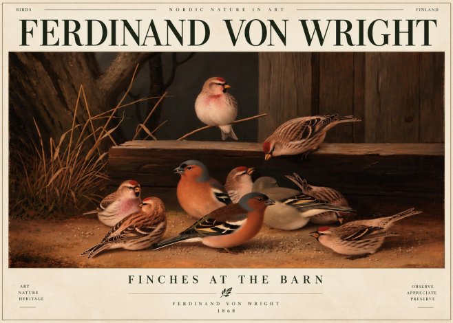 Ferdinand von Wright Finches No6 - Plakat