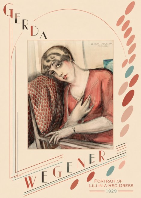 Gerda Wegener Portrait of Lili in a Red Dress No6 - Plakat