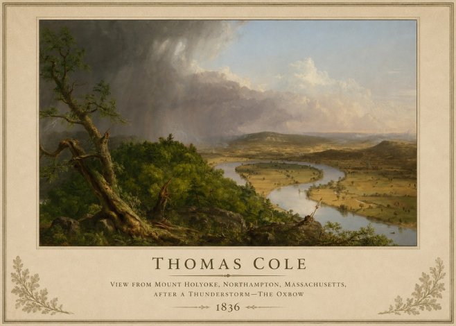 Thomas Cole View from Mount Holyoke, Northampton, Massachusetts, After a Thunderstorm—the Oxbow II No2 - Plakat