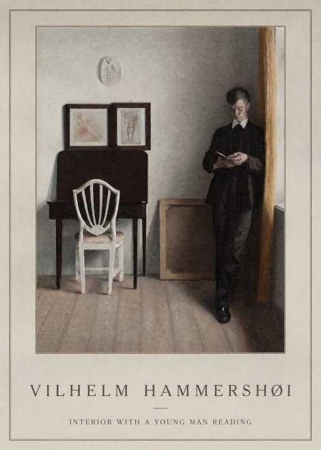 Vilhelm Hammershøi Interior with a Young Man Reading No1 - Plakat