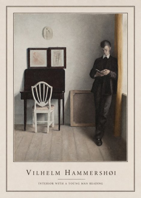 Vilhelm Hammershøi Interior with a Young Man Reading No4 - Plakat