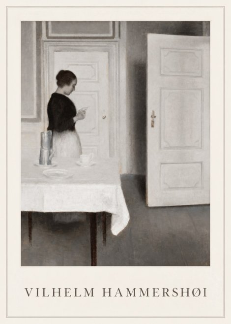 Vilhelm Hammershøi Interior with a Woman Reading a Letter No1 - Plakat