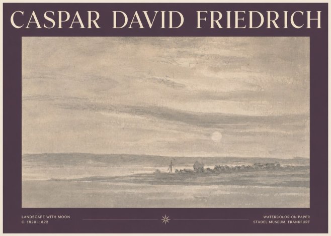 Caspar David Friedrich Landscape with Moon No3 - Plakat