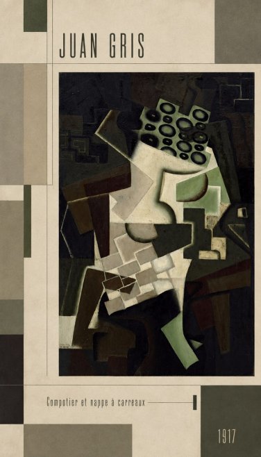 Juan Gris Compotier Et Nappe À Carreaux No3 - Plakat