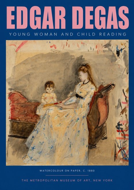 Edgar Degas Young Woman and Child Reading No2 - Plakat