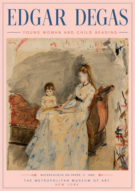 Edgar Degas Young Woman and Child Reading No5 - Plakat