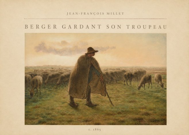 Jean-François Millet Berger Gardant Son Troupeau No5 - Plakat