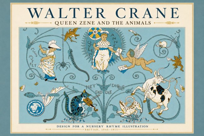 Walter Crane Queen Zene and the Animals No5 - Plakat