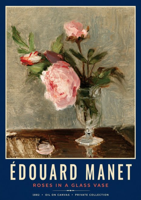 Édouard Manet Roses in a Glass Vase No3 - Plakat
