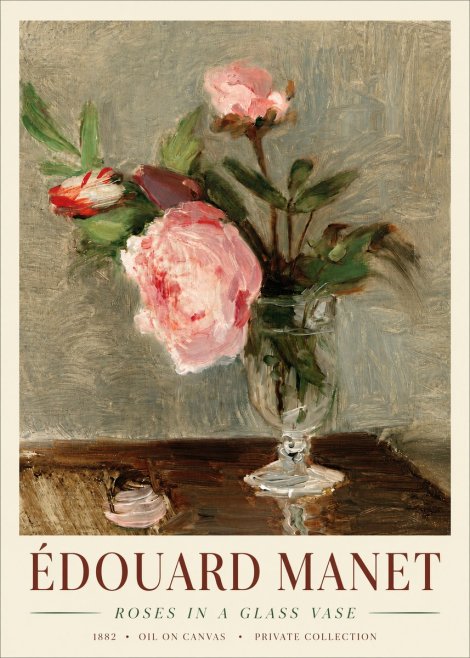 Édouard Manet Roses in a Glass Vase No4 - Plakat
