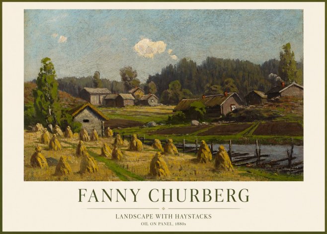 Fanny Churberg Landscape with Haystacks No1 - Plakat