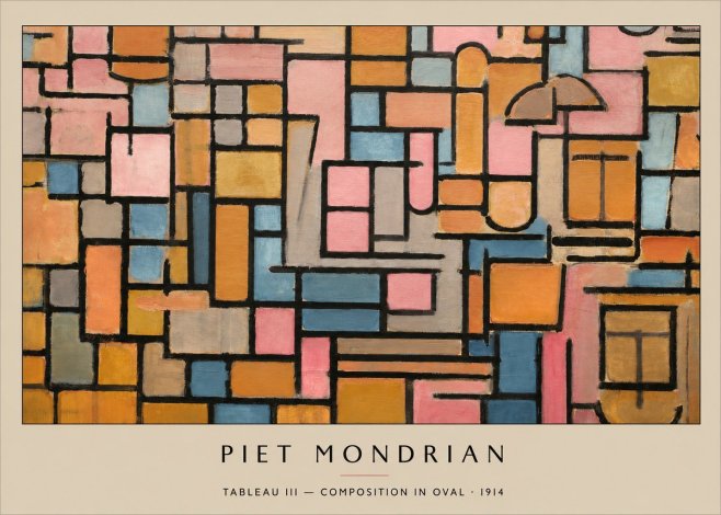 Piet Mondrian Tableau Iii — Composition in Oval No3 - Plakat