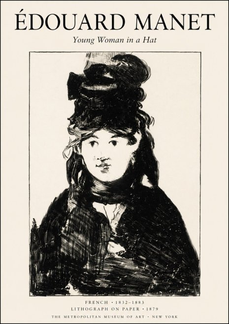 Édouard Manet Young Woman in a Hat II No1 - Plakat