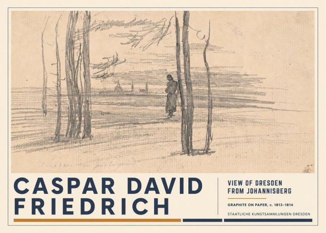 Caspar David Friedrich View of Dresden from Johannisberg No3 - Plakat