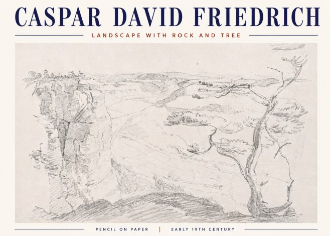 Caspar David Friedrich Landscape with Rocks and a Tree No6 - Plakat