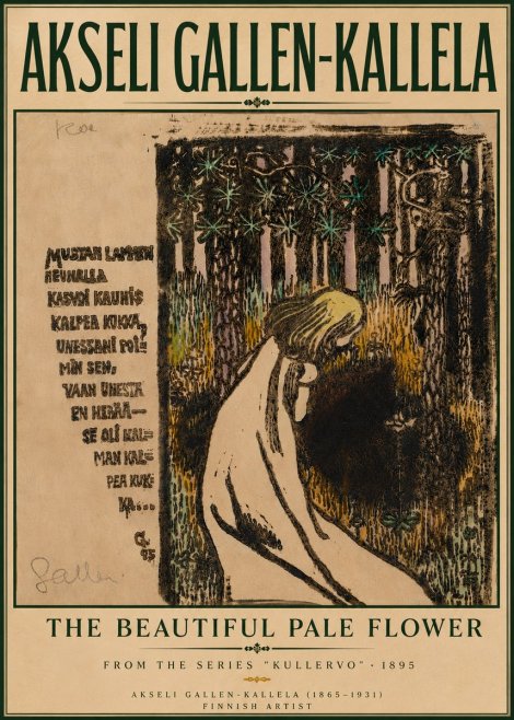 Akseli Gallen-Kallela The Beautiful Pale Flower No6 - Plakat