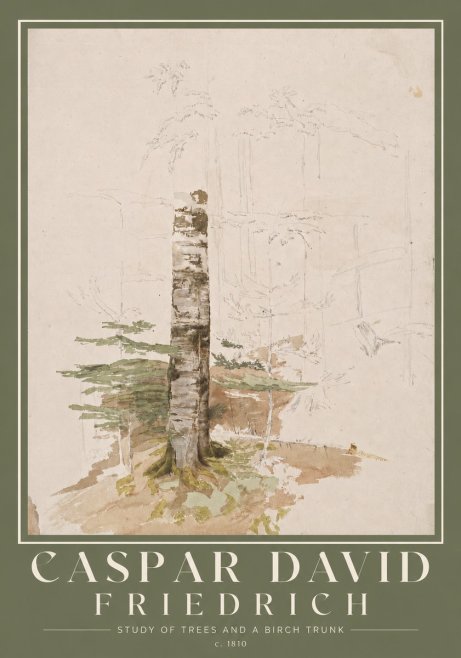 Caspar David Friedrich Study of Trees and a Birch Trunk No2 - Plakat