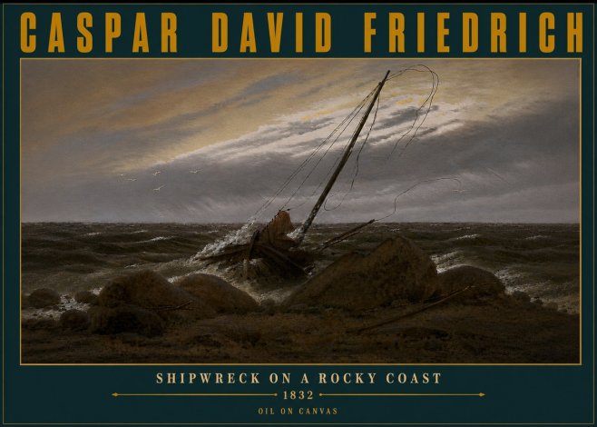 Caspar David Friedrich Shipwreck on a Rocky Coast No6 - Plakat