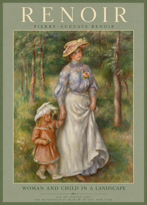 Renoir Woman and Child in a Landscape I No2 - Plakat