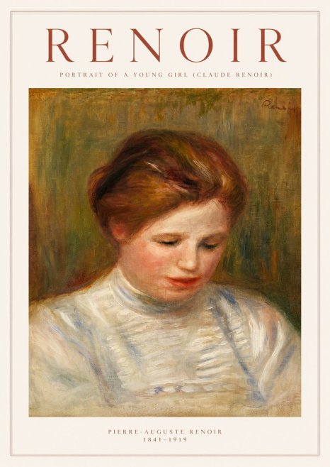Renoir Portrait of a Young Girl (Claude Renoir) No1 - Plakat