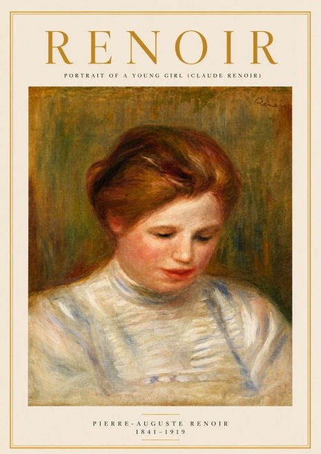 Renoir Portrait of a Young Girl (Claude Renoir) No3 - Plakat