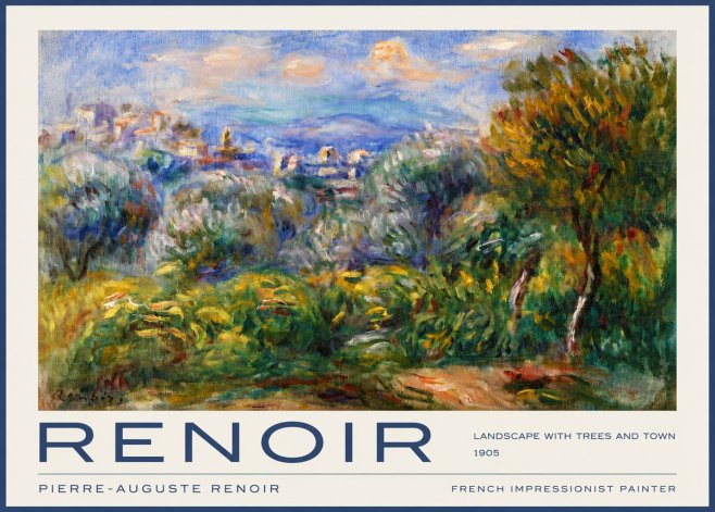 Renoir Landscape with Trees and Town No2 - Plakat