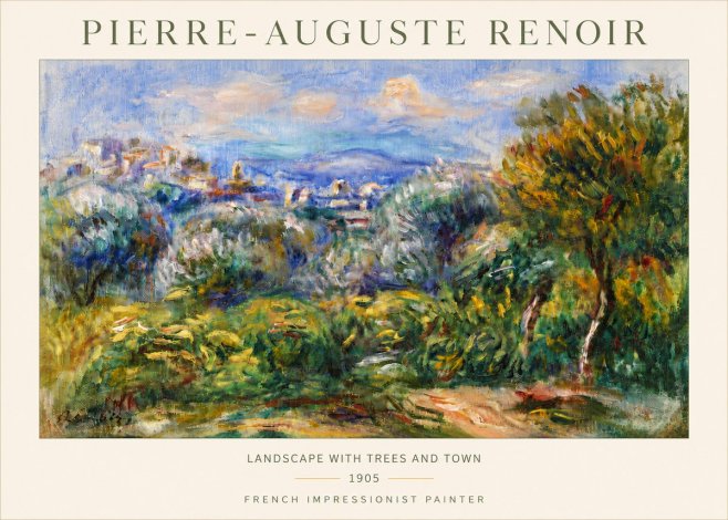 Renoir Landscape with Trees and Town No5 - Plakat