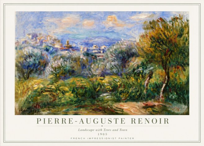Renoir Landscape with Trees and Town No6 - Plakat