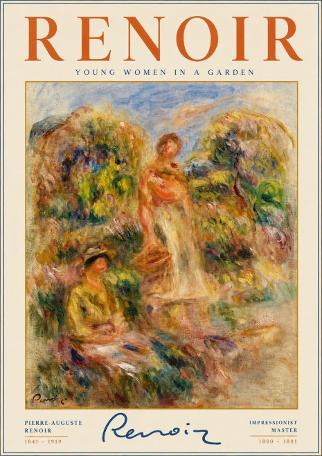 Renoir Young Women in a Garden No2 - Plakat