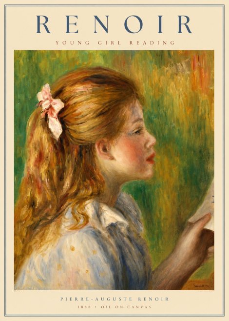 Renoir Young Girl Reading II No2 - Plakat