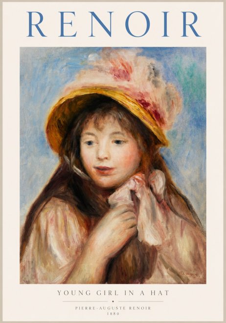 Renoir Young Girl in a Hat No1 - Plakat