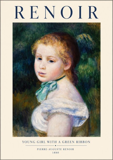 Renoir Young Girl with a Green Ribbon No1 - Plakat
