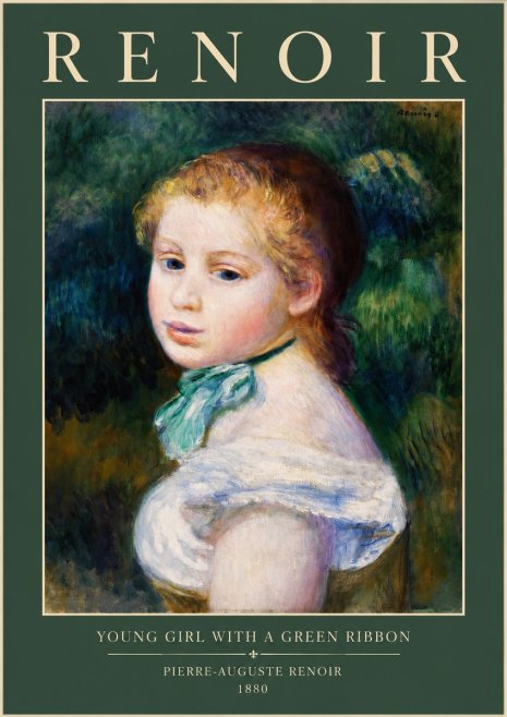 Renoir Young Girl with a Green Ribbon No2 - Plakat