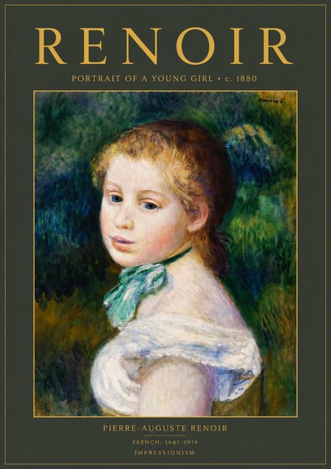 Renoir Young Girl with a Green Ribbon No5 - Plakat