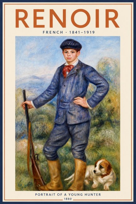 Renoir Portrait of a Young Hunter No2 - Plakat