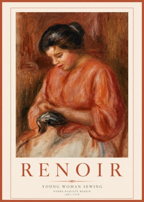Renoir Young Woman Sewing I No2 - Plakat