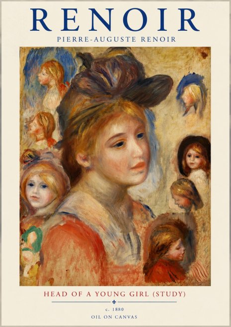Renoir Head of a Young Girl (Study) No3 - Plakat