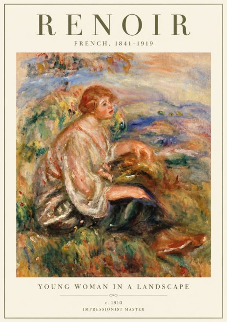 Renoir Young Woman in a Landscape No2 - Plakat