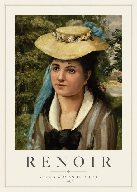 Renoir Young Woman in a Hat No1 - Plakat