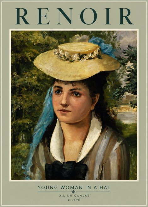 Renoir Young Woman in a Hat No2 - Plakat