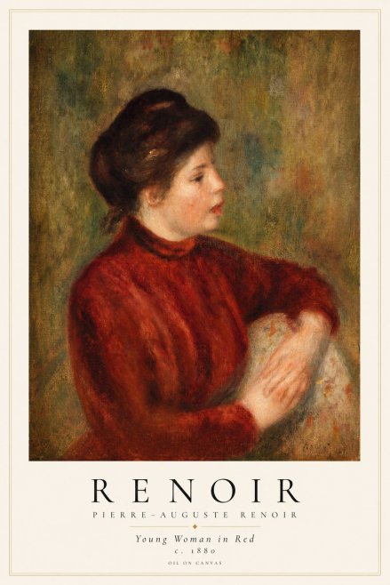 Renoir Young Woman in Red No1 - Plakat