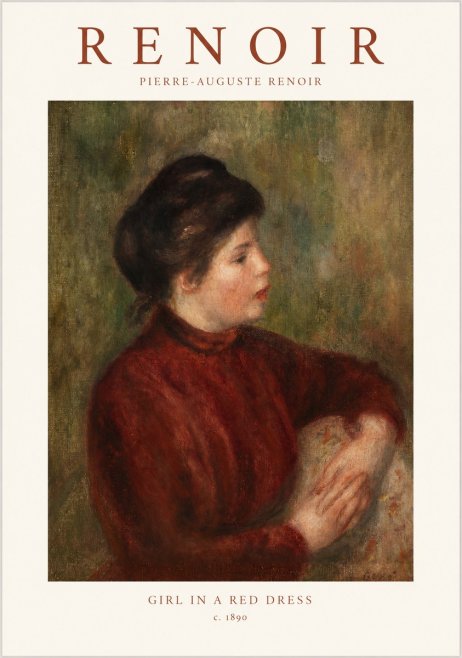 Renoir Young Woman in Red No2 - Plakat