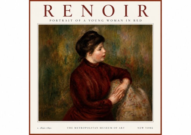 Renoir Young Woman in Red No4 - Plakat