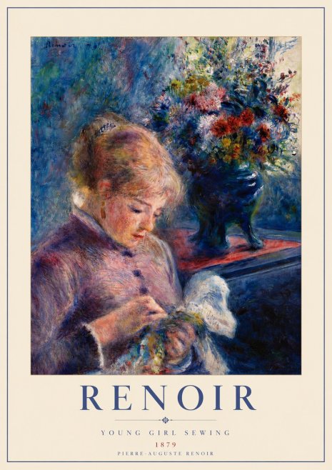 Renoir Young Girl Sewing No5 - Plakat